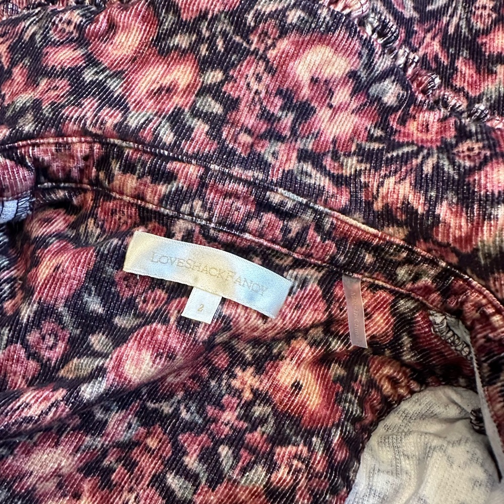 LoveShackFancy Beyers Dress in Blushing Berrys Corduroy Floral Mini Dress Size 2 - Picture 12 of 13
